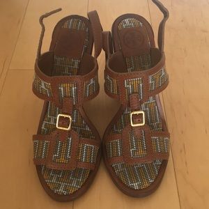 Tory Burch Florian Aztec Lthr Sandal size 8